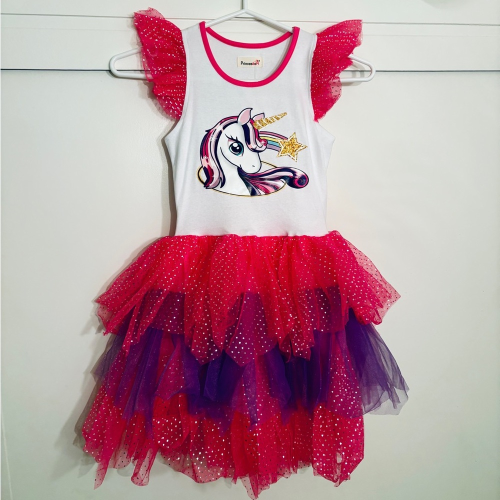 NWT Girl’s Unicorn Tulle Party Dress, Size 6/7